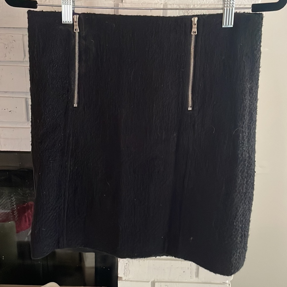 Loft Black Tweed Skit with Zippers
